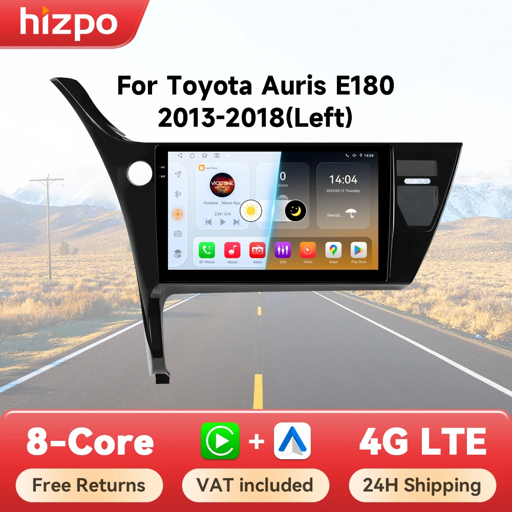 Hizpo Für Toyota Corolla Auris E180 2013 - 2018 Linkslenker Android Autoradio Multimedia-Player GPS Carplay Head Unit Ohne 2din DVD
