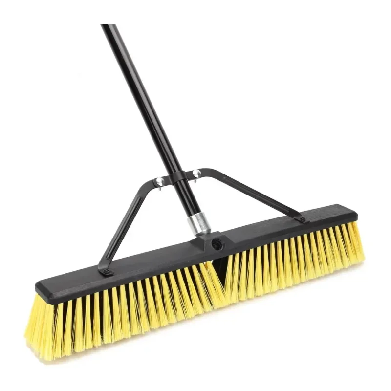 Long Handle Brush Push Broom Outdoor Heavy Duty Deck Driveway & Yard Concrete Floor Cleaning Brush