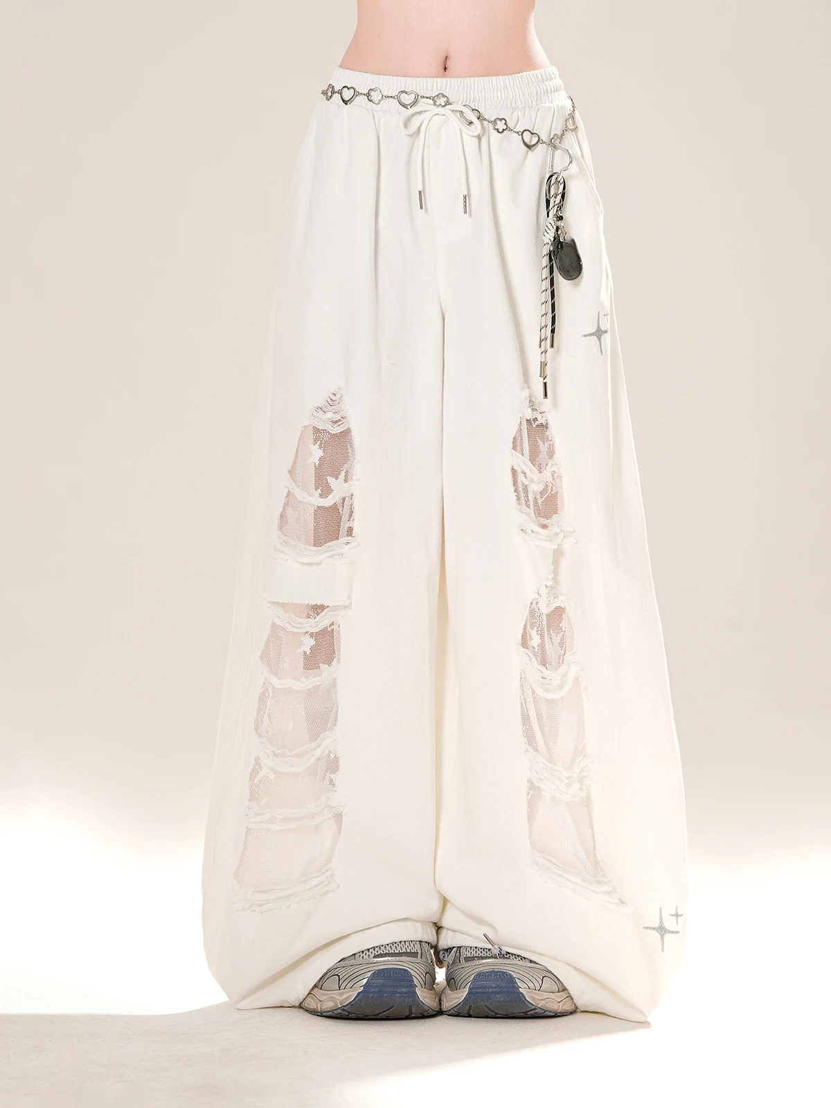 

Джинсы Kit Prussian Overture Loose Lace Spicy Girl Distred Denim, летние, узкие, с широкими штанинами, длинные, с высокой талией, прямого кроя