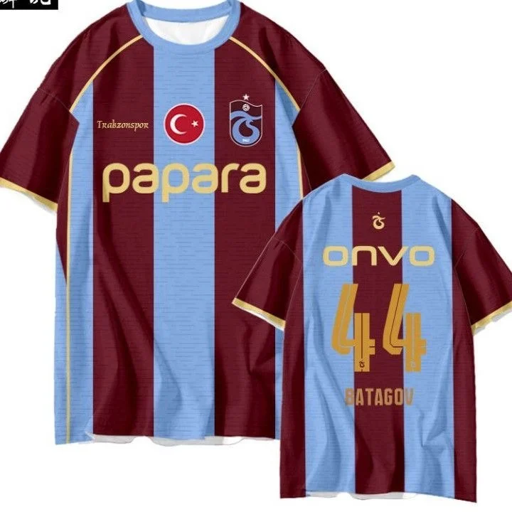 26-27 Türkische Superliga Trabzon Team Uniform Salah Fußballkleidung 3D Schnelltrocknend Kurzarm Heimtrikot Familien-Set – Detail 5