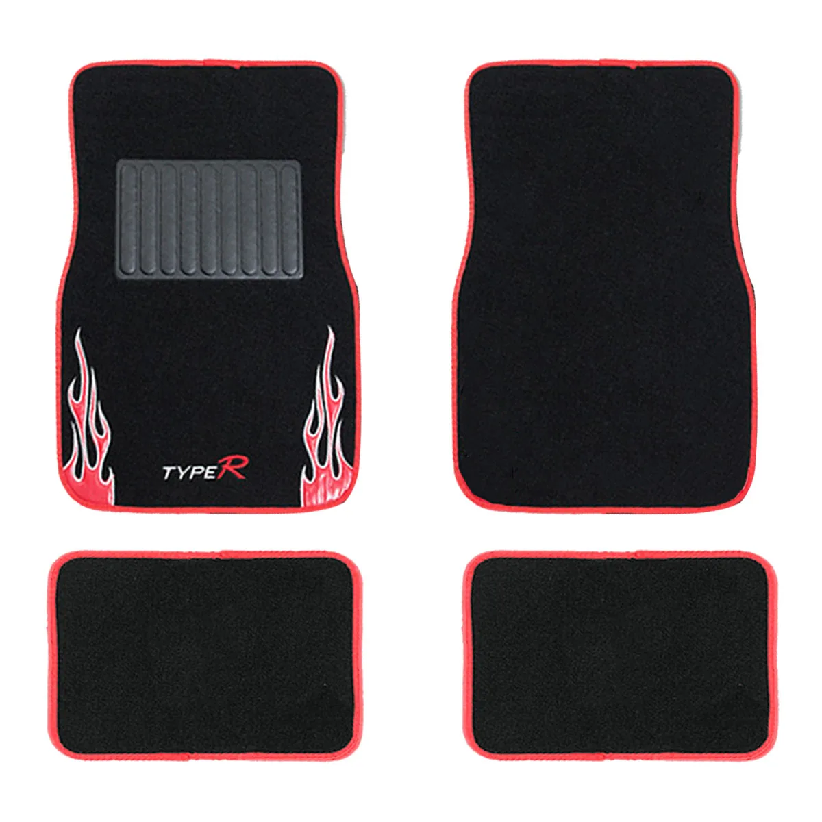 4PCS Car Floor Mats Universal Flame Pattern  Auto Floor Covers Anti-Slip Car Interior Carpet Mat