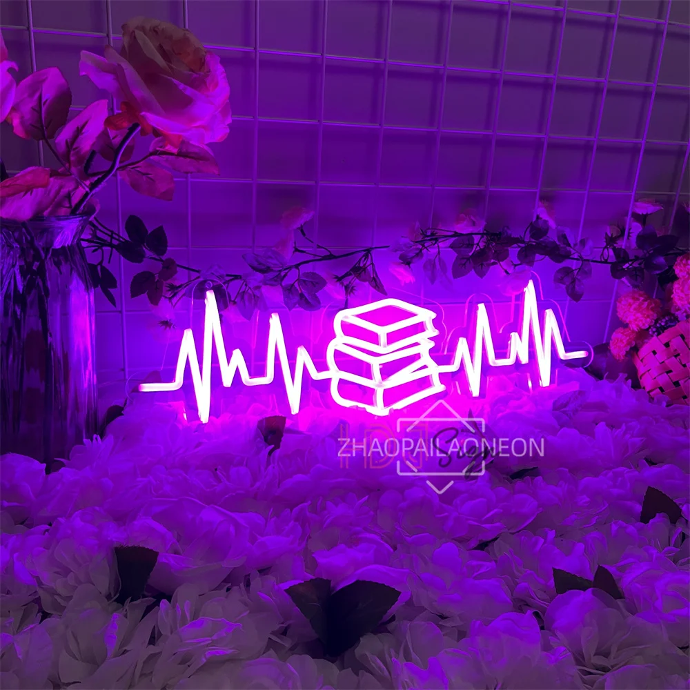 Libro Insegna al neon Libreria Casa Appeso a parete a LED Art Room Decor Biblioteca Luci notturne al neon a LED Decorazione camera da letto USB Insegne al neon