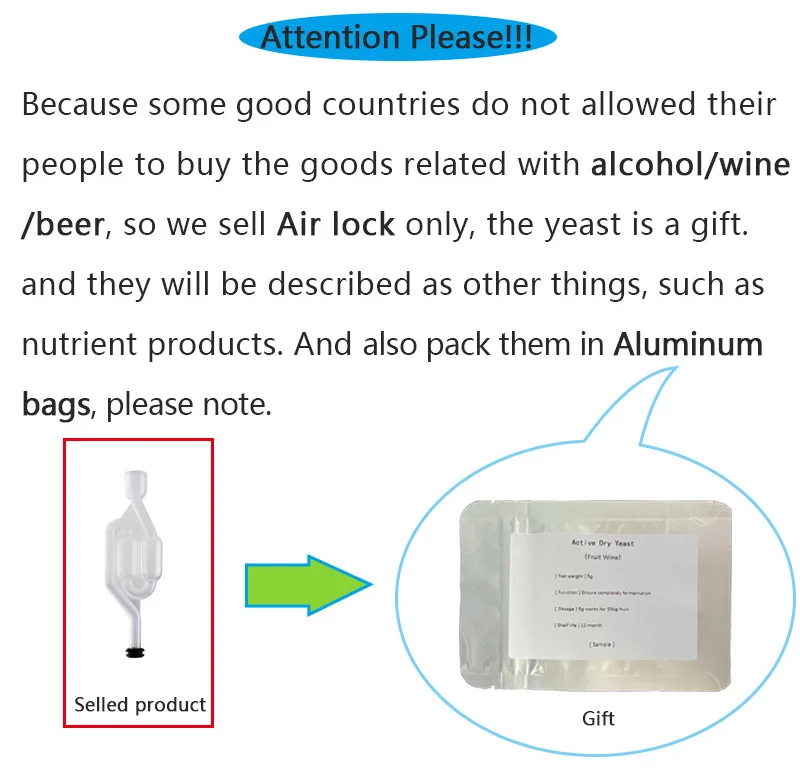 Cerradura de aire para elaboración de vino, sello de fermentación de aire para elaboración de Alcohol en casa, tanino de 5 piezas, 1 piezas