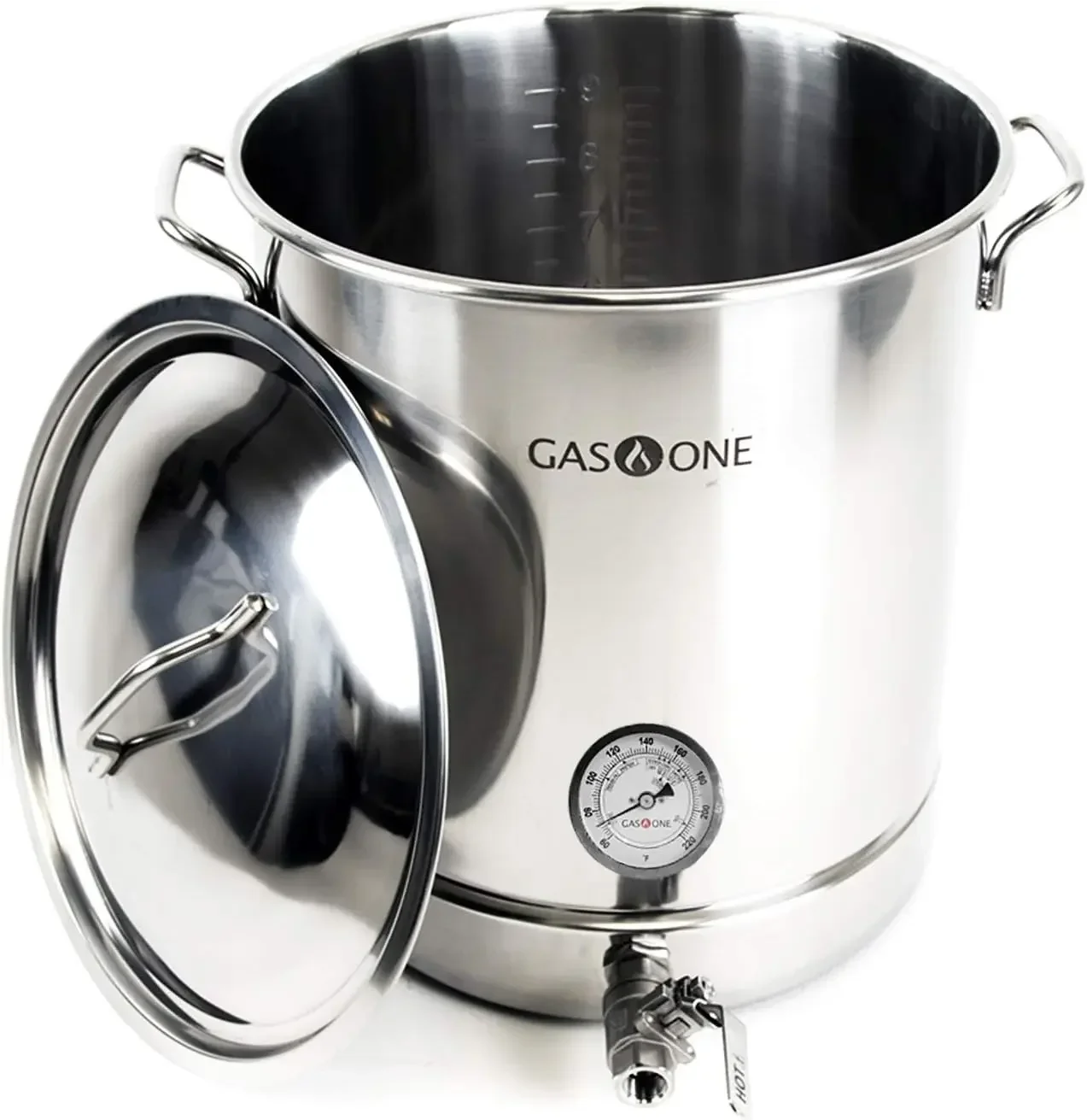 Stainless Steel Kettle Pot Pre Drilled 4 PC Set Quart Tri Ply Bottom for Beer Includes Lid Spigot-Home Brewing Supplies