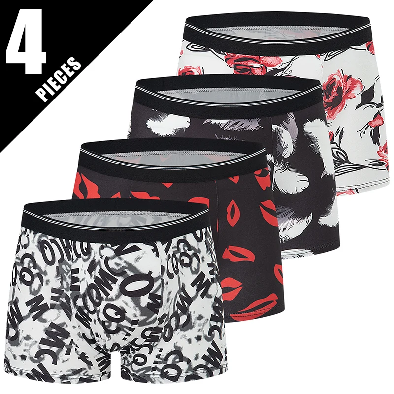 4-Piece Set Of Men's Underwear Quick Drying Fashionable Sporty Comfortable And Trendy For Teenagers With Flat Angle Pants Trendy
