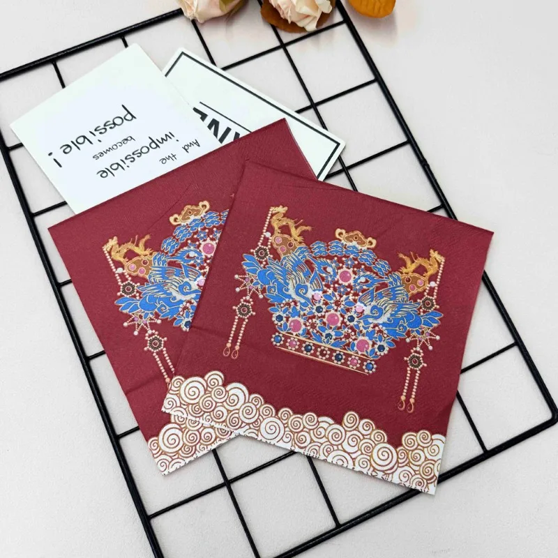 10/20 шт. 33 см 2-слойные салфетки в китайском стиле с принтом короны Феникса, хит продаж, украшения для вечеринки, салфетки, бумага для декупажа «сделай сам»