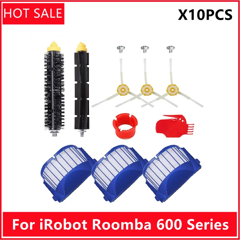 Aero Vac Filters Beater Bristle Brushes Side Brushes for IRobot Roomba 600 Series 620 630 650 660 680 Vacuum Cleaner Parts