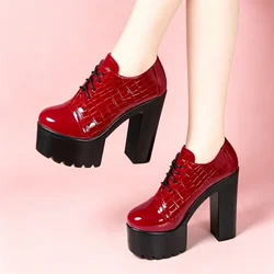 14cm Small Size 33-43 Sexy Thick Bottom Chunky Platform Pumps Women Shoes Deep Mouth 2026 Spring Block High Heels Shoes Model