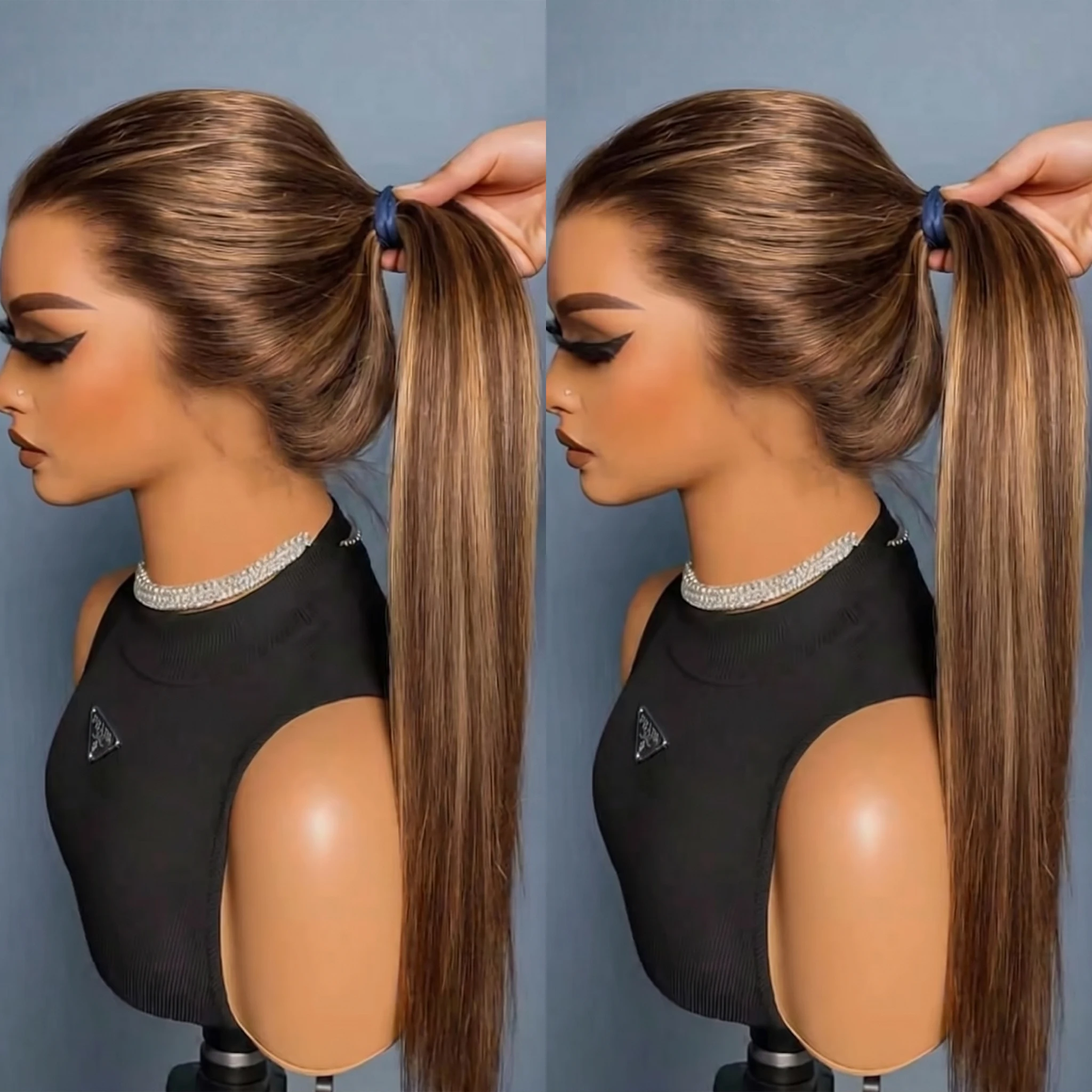Highlight Ombre 30 40 Inch Bone Straight Human Hair Wigs 13x6 Hd Transparent Lace Frontal Wig Colored Human Hair Pre Plucked Wig 360 Full Lace Wig For Women