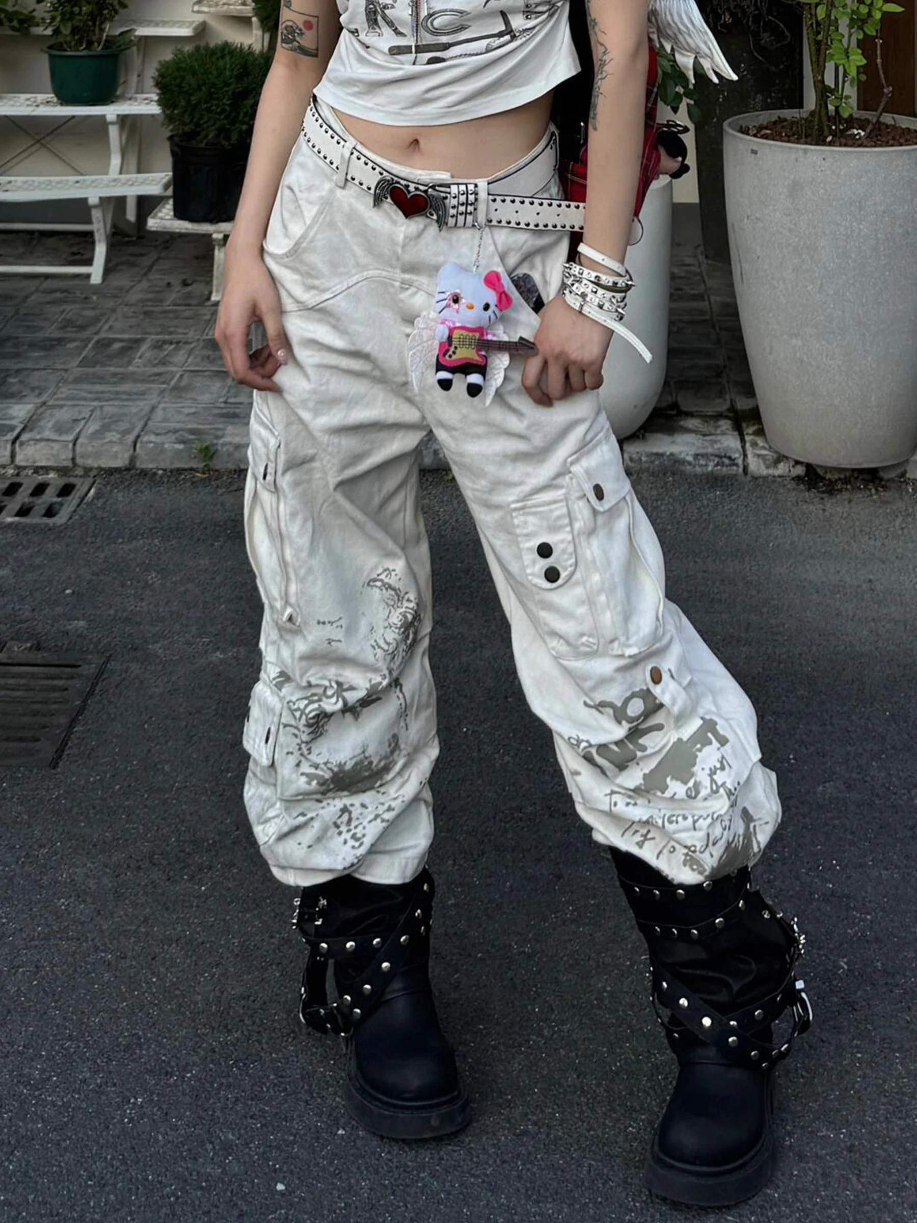 

American Sle Loose Fit White Workwear Jeans Women's Autumn Winter Wide Leg Loose And a Sle Sexy American Design Pants