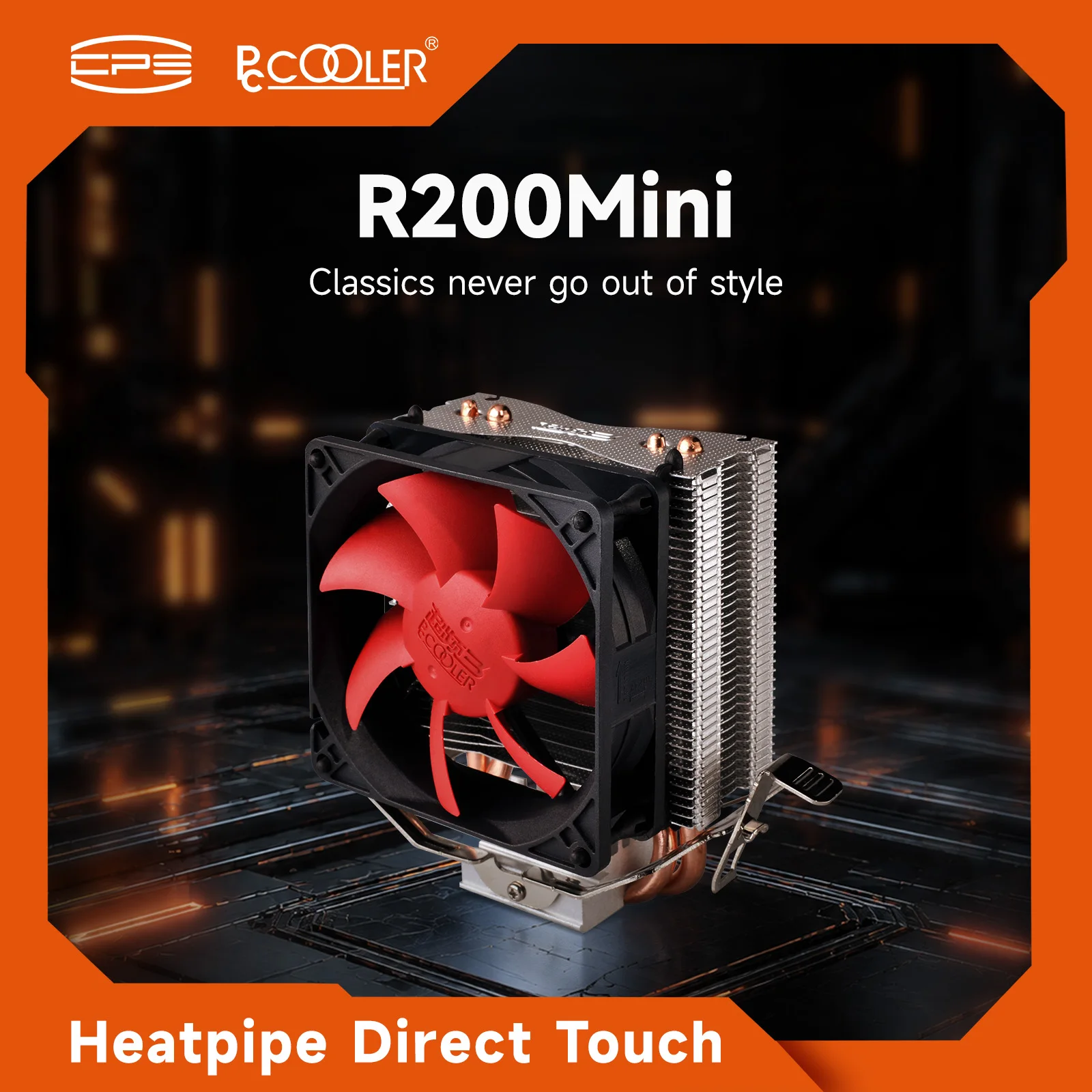 Pccooler R200 Mini Single Tower Fan Air Cooler 2-heatpipe Computer Case Radiators 117*113*79 mm Small Size Classic Direct Touch
