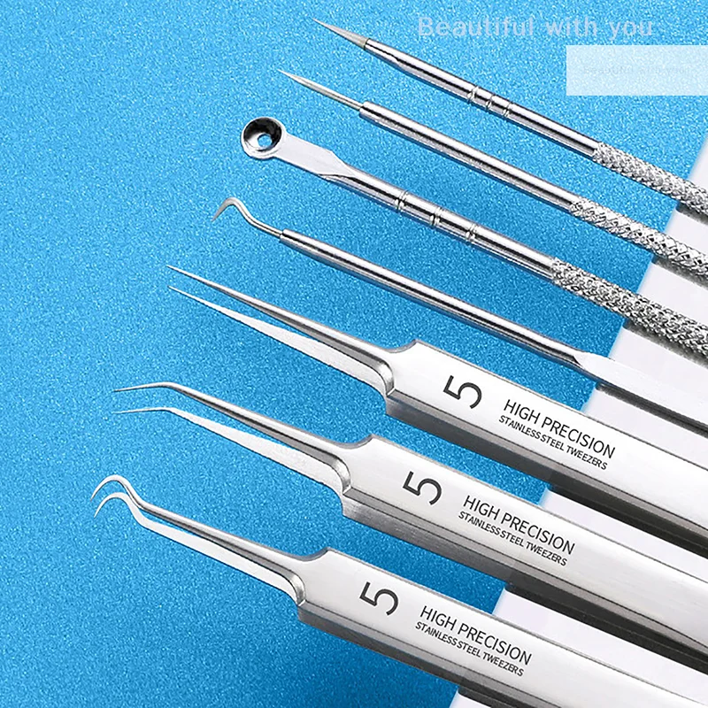 

Ultra-Fine Cell Pimples Blackhead Stainless Steel Clip Tweezers Beauty Salon Special Scraping Closing Artifact Acne Needle Tool