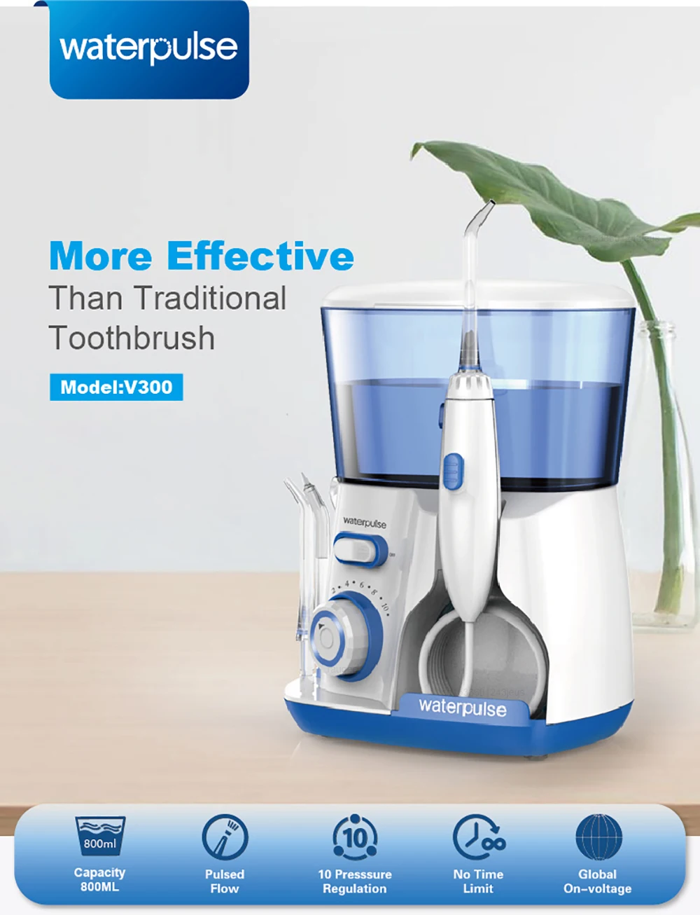Munddusche Dental Wasser Flosser für Zähne Hochdruck Elektrische Dental Irrigator Wasser Flosser Mund Waschmaschine 800ML – Detail 2