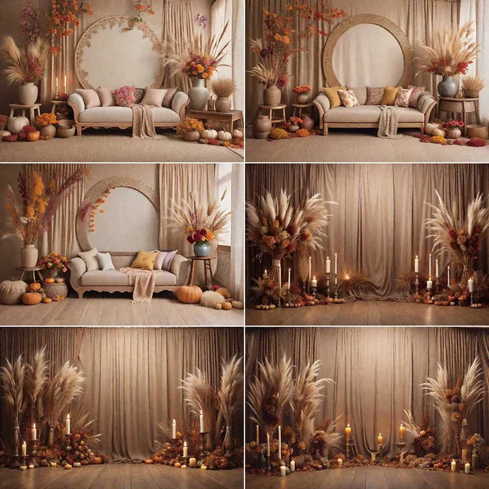 

MOON.QG Thatch Party Background Photography Bohemia Autumn Curtain Photozone Backdrop Child Photo Studio Photocall Accessories