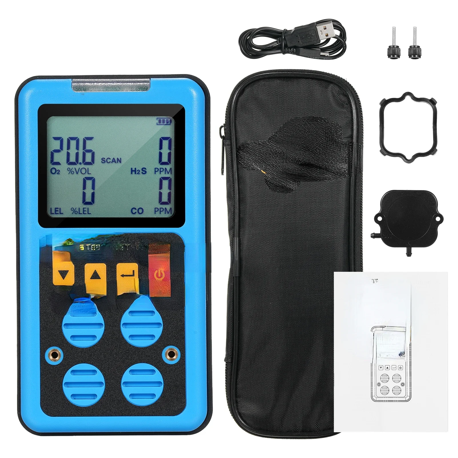 Gas Sniffer 4 In 1 Gas Monitor Rechargeable Gas Detector H₂S O₂
