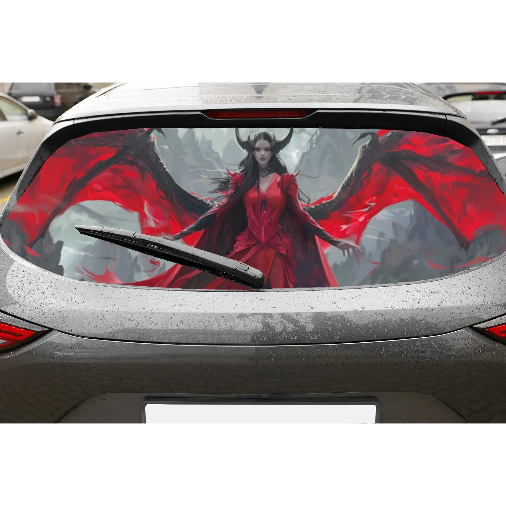 Красная ткань, демонстрация, художественный принт, наклейка на заднее лобовое стекло автомобиля, окно грузовика, прозрачная перфорированная виниловая наклейка на заднее окно, Sel