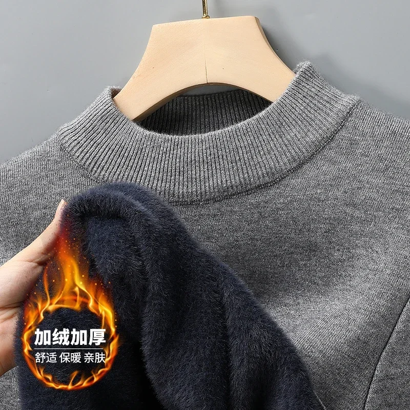 

Half Turtleneck Knitwear Sweater New Autumn/Winter Mock Neck Sweatshirts Solid Color Pullovers Man Brand Casual Mens Clothing