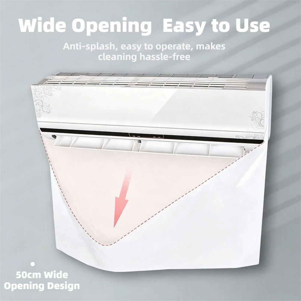 Transparent Elastic Air Conditioner Cleaning Cover Easy Wrapping Leak Proof AC Protective Cover Sewage Collecting