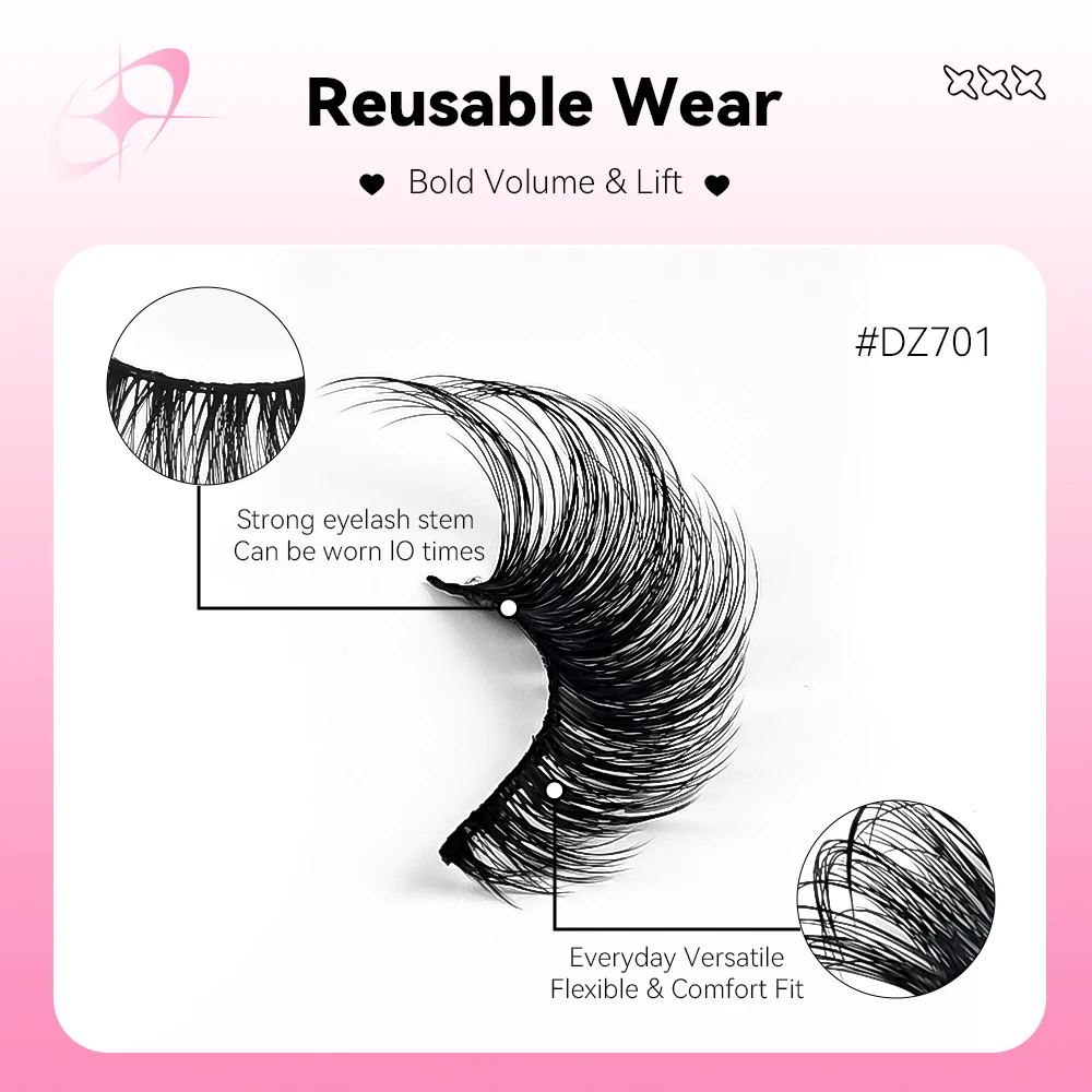 7/8/10Paired Self Adhesive DIY Lashes Soft And Full Faux Cils Eyelash Extension Supplier Maquiagem Tools