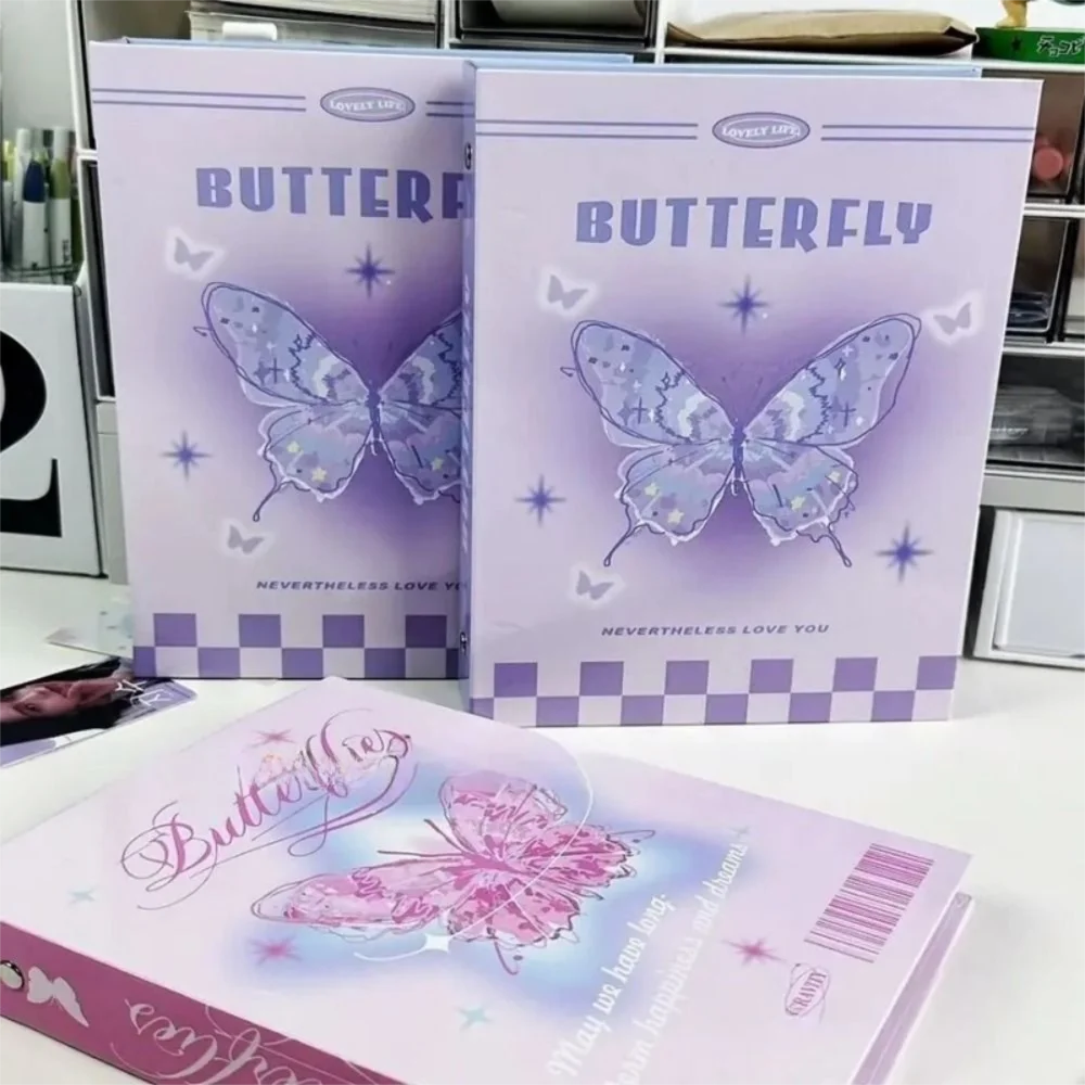 Cute Butterfly Binder Photo Album Loose-leaf A5 Kpop Idol Photocard Holder Inner Page Collect Album Photo Card Supplies