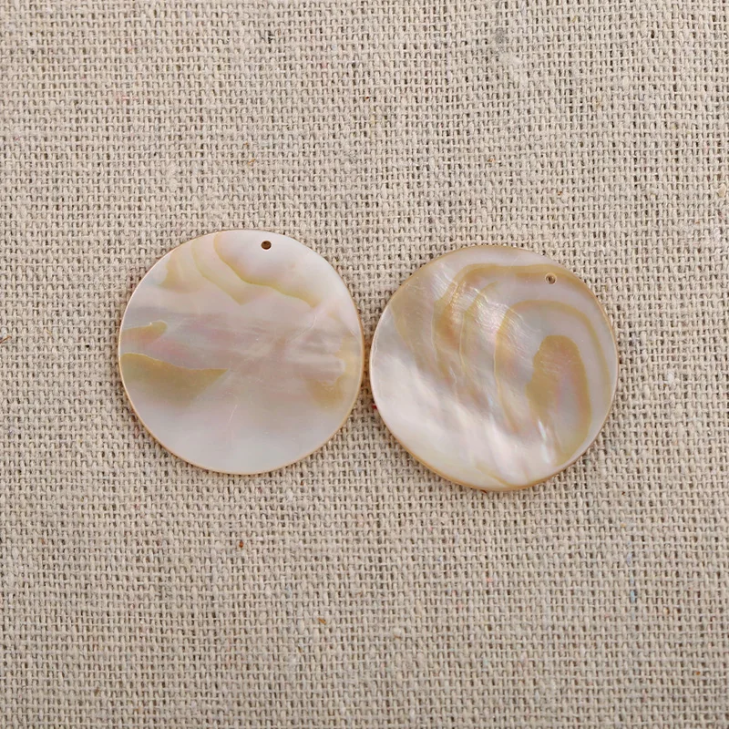 B&F Round Shell Pendant Beads, Handmade Natural stones beads, Polished Stones for jewelry Making Supplies