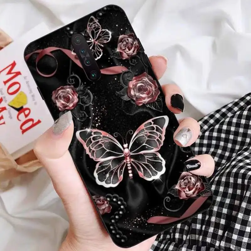 Beauty Pink Butterfly Phone Case For Redmi 9 5 S2 K30pro Silicone Fundas for Redmi 8 7 7A note 5 5A