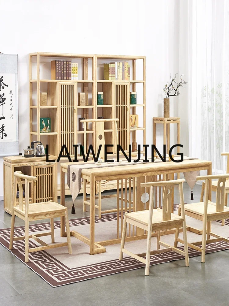 New Chinese table and chair combination simple zen ash wood solid wood homestay tea room set tea art table