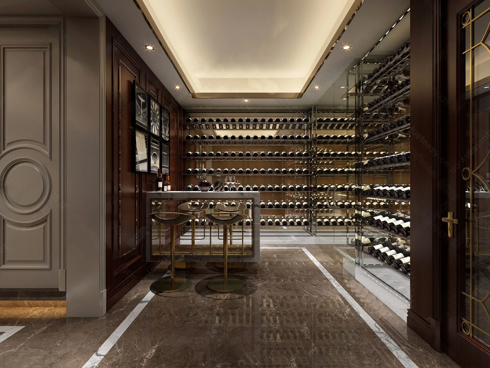 Luxury 304 Stainless Steel Wine Rack System Customizable Home Wine Cellar Display Shelf Modern Bar Cabinet Wine Storage Rack