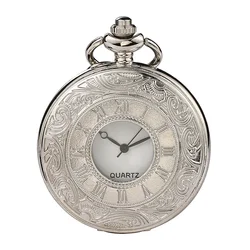 Collana al quarzo con numeri romani intagliati vuoti vintage unisex di alta qualità con tasche meccaniche, orologio da regalo con numeri romani