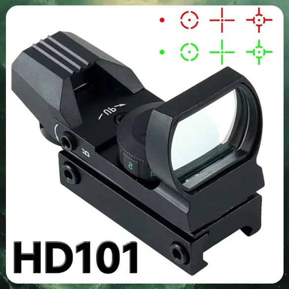 Tactical HD101 Red Dot Reflex Collimator Optic Sight 4 Reticle Scope Hunting Equipment AirsoftAccessoires Fit 11/20mm Rail Mount