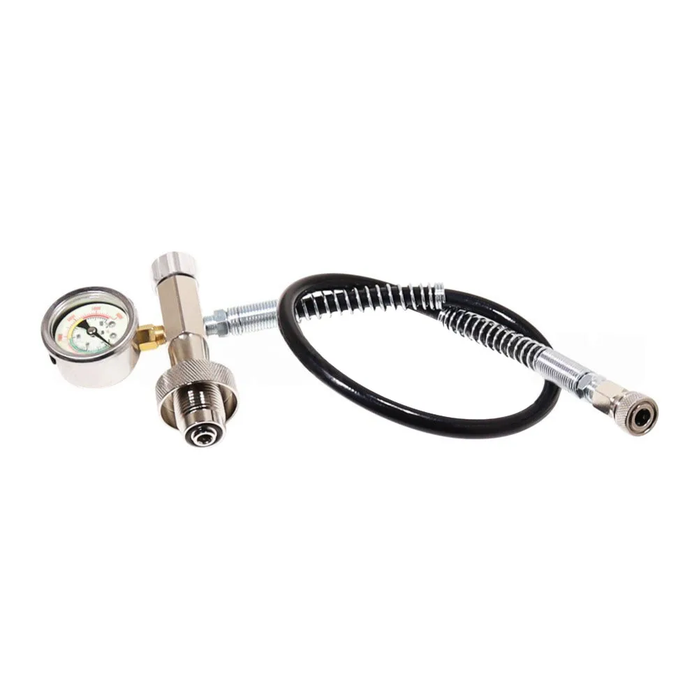 Scuba Tank Fill Valve With Pressure Gauge 6000psi 400bar G5/8-14 Thread 24inch Hose For Diving Cylinder Inflation Refill Station