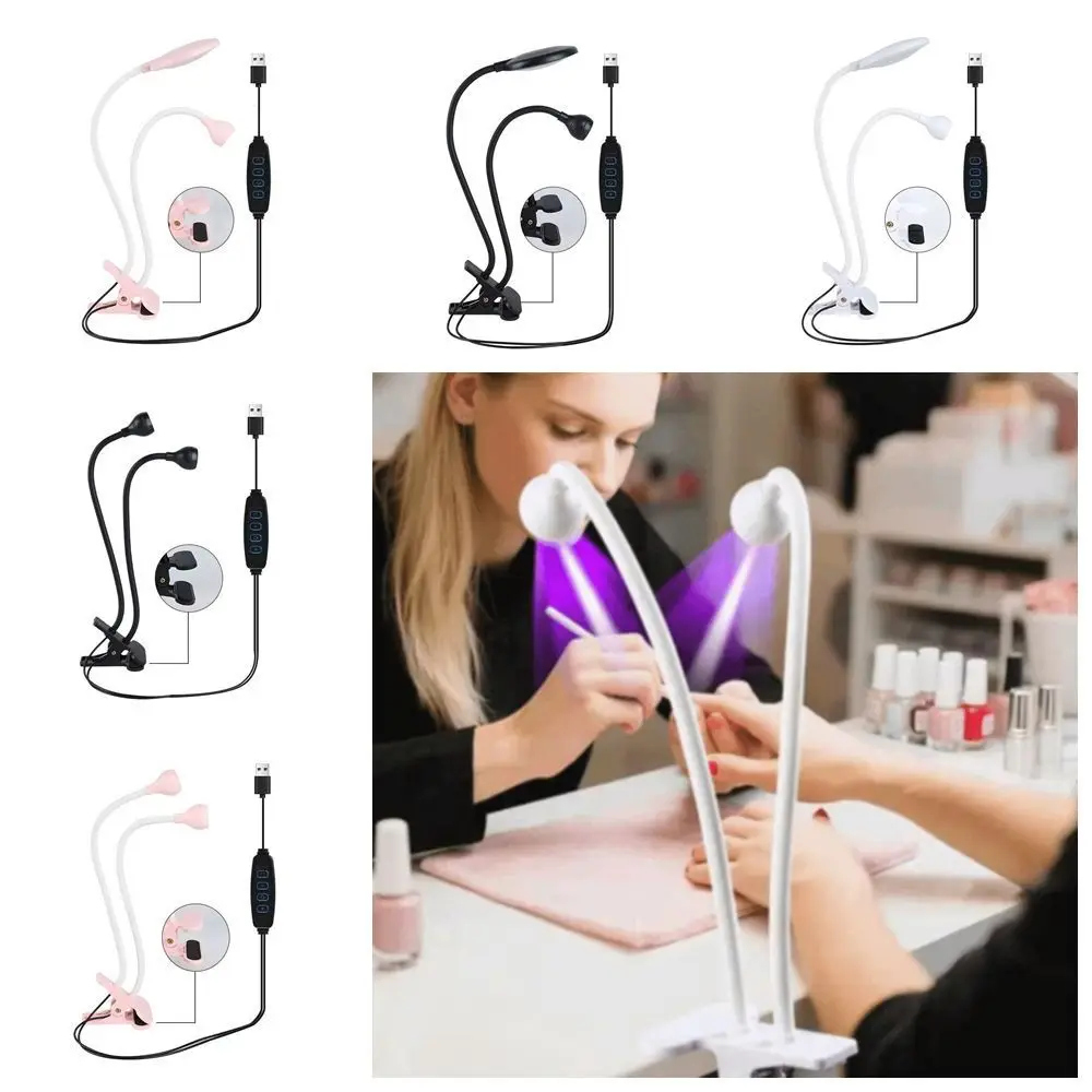

Double-head LED Table Lamp USB Clip Lamp Nightlight UV Curable Violet Lamp Flexible Portable Gooseneck Nail Lamp Nails Polish