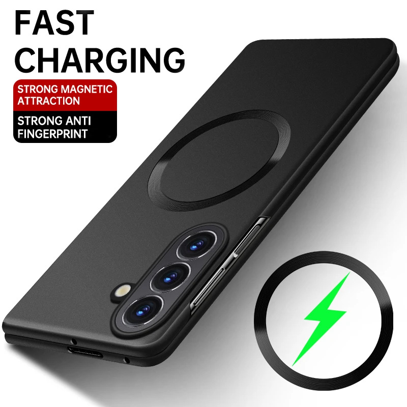 For Samsung Z Fold 8 Luxury Metallic Paint Center Axis Magnetic Folding Back Cover For Honor MagicV5 Shockproof Bumper Funda