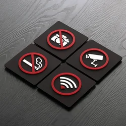 Sinal de aviso de 10cm wifi sinal nenhum logotipo de fumo nenhuma invasão de aviso placa de vigilância de vídeo público signage de shope