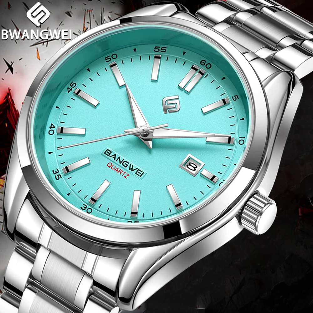 BangWei New Luxury Quartz Men Watch 30ATM Waterproof Stainless Steel Date Clock Sport Wristwatches Sports Diving Watch for Men