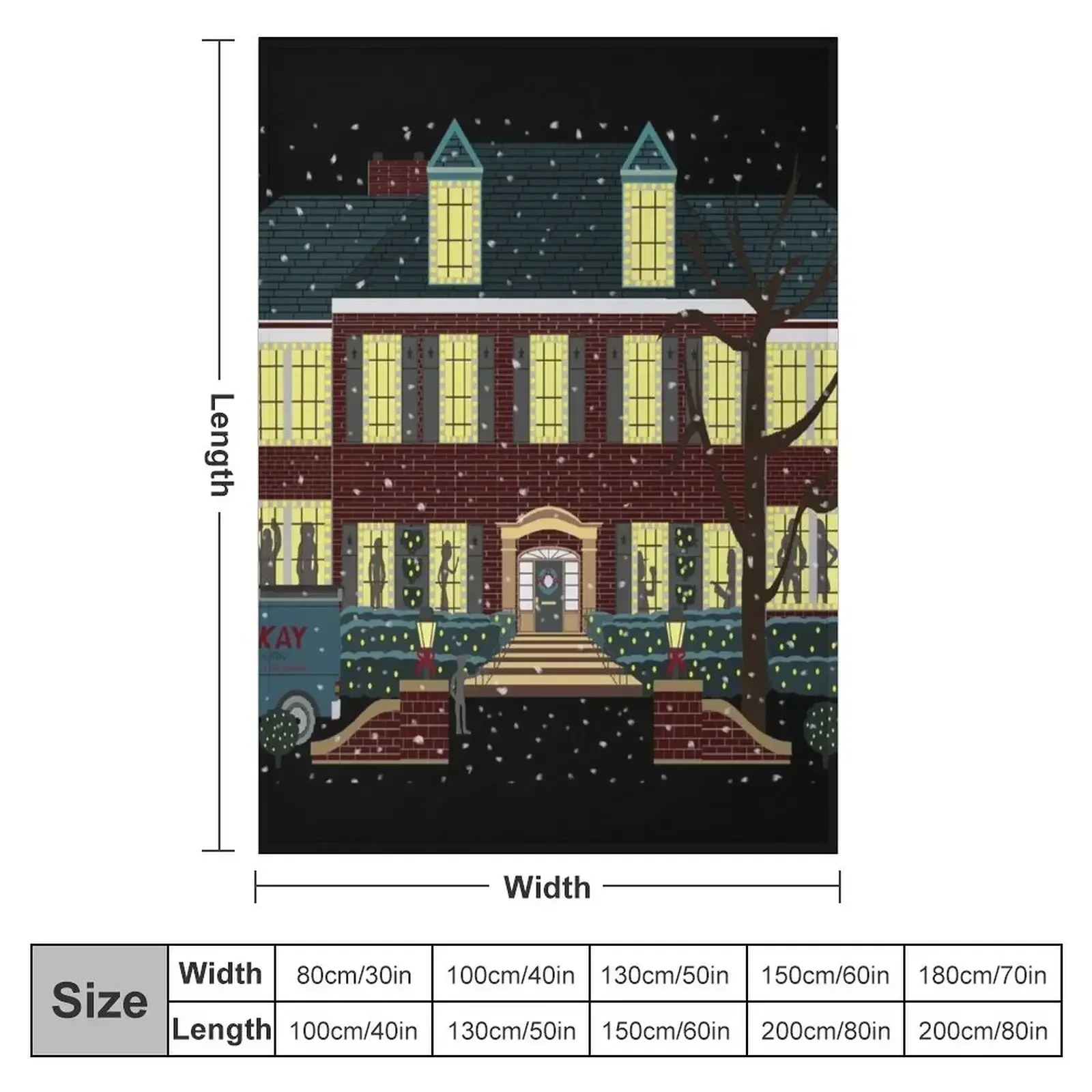 home alone house at night shadows dancing in the window (snow version) Throw Blanket