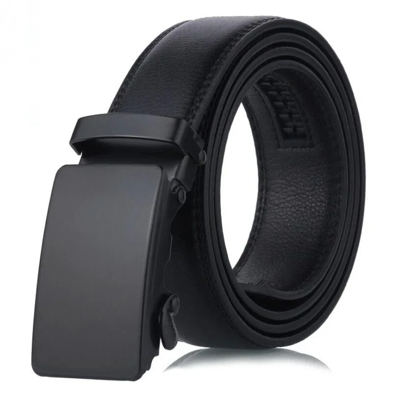 Mens PU Belt Business Casual Versatile Metal Automatic Buckle Belt Fashion Durable Suit Pants Belt Clothing Accessories