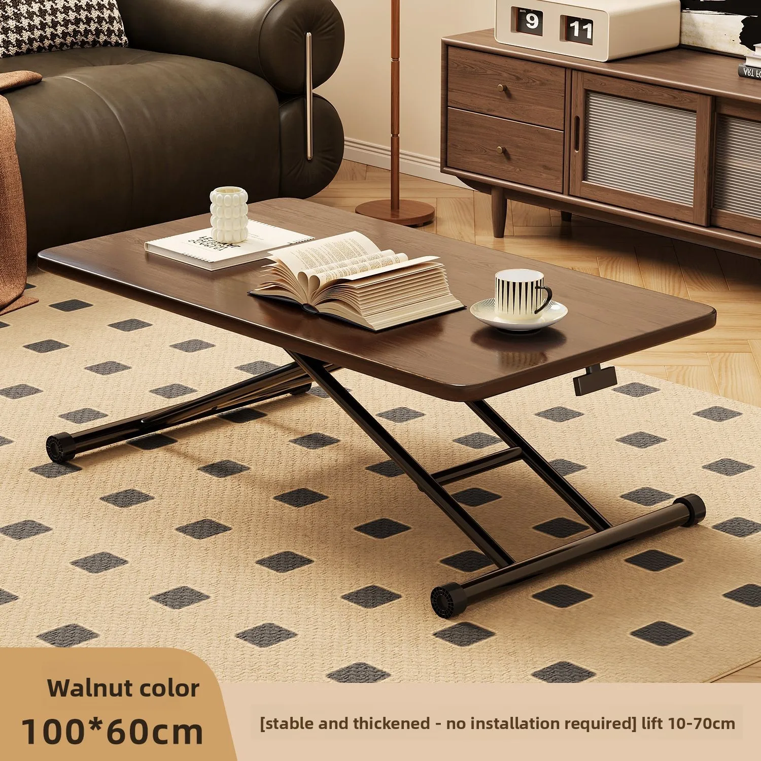 Lifting and Folding Dining Table Dual-purpose Living Room Simple Dining Table Desk Movable Folding