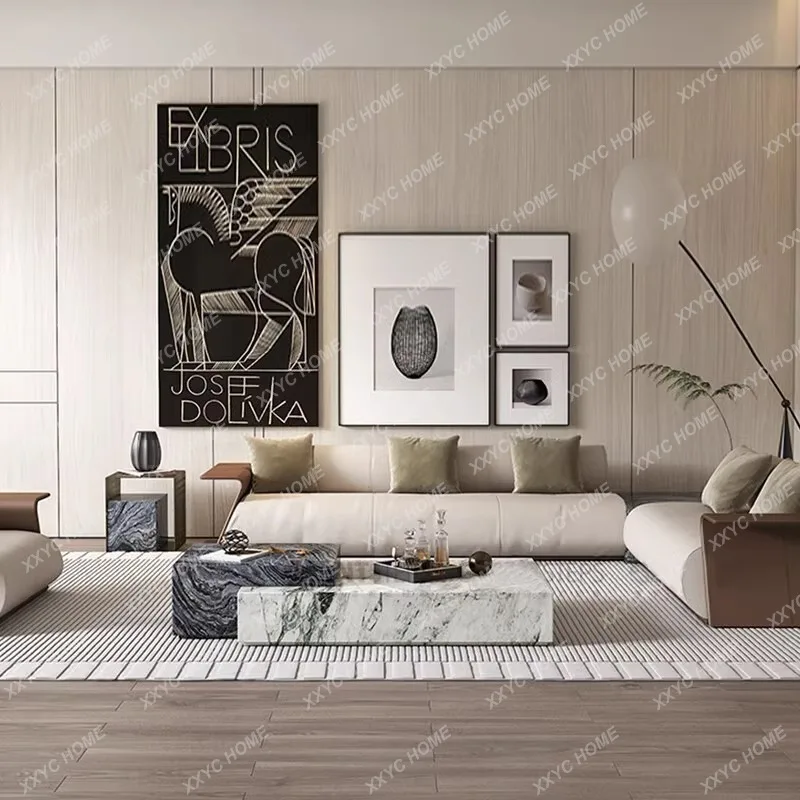 XX Luxury Marble Coffee Table, Modern Spacious Living Room Design,Easy-Clean&Creative Style, Premium Stone For Villa