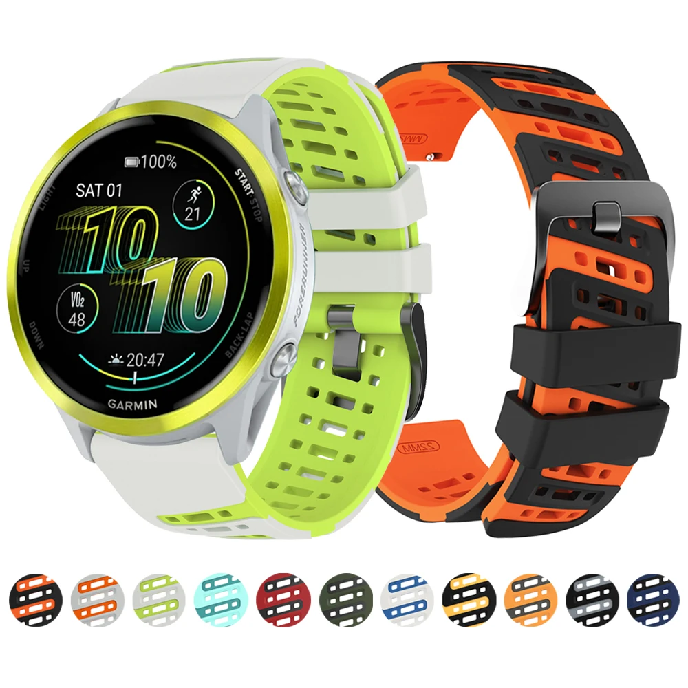 22mm zweifarbiges Silikonarmband für Garmin Forerunner 570 265 255 Music/Vivoactive 4 Sportband für Garmin Venu 4 3 2 45mm Armband