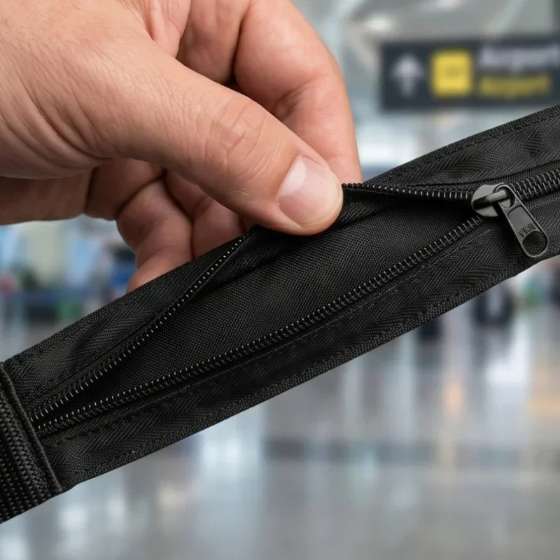 Herren-Gürtel mit Reißverschluss, Reise-Geldgürtel, Diebstahlsicherer Gürtel, Tragbarer Versteckter Geldgürtel, Geheime Reise-Taktikgürtel-Tasche – Detail 5