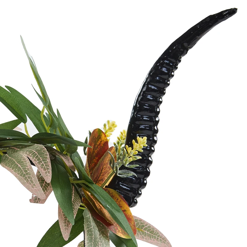 Opaska do włosów z rogowym antylopą w stylu gotyckiej lolity, ozdobiona kwiatami i girlandą, rekwizyt do zdjęć dla kobiet.