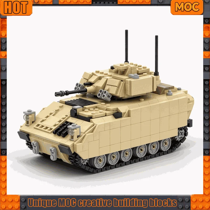 1155PCS M2 Bradley 1 To 35 Scale Armored Vehicle Model Building Blocks Custom Creative DIY Assembly Toy Xmas Gift For Army Fans
