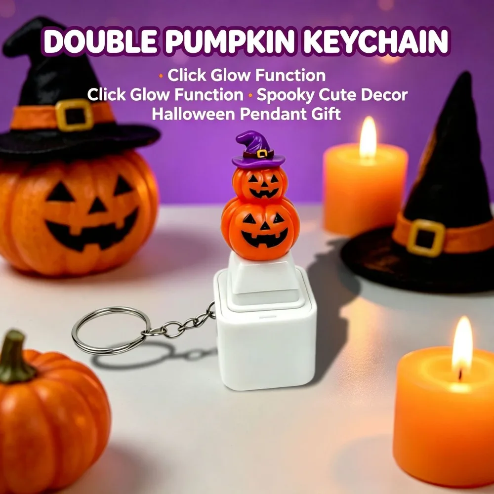 Light Up Christmas Key Ring Bag Pendant Keyboard Clicker Voice Keychain Pumpkin Halloween Button Sound Pendant Party Small Gift