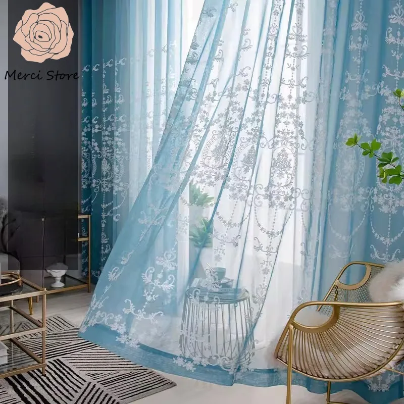 

Transparent Private White Curtains for Bedroom Living Room Sun Protection Heat Blackout Window Screens Insulation Thermal Drapes