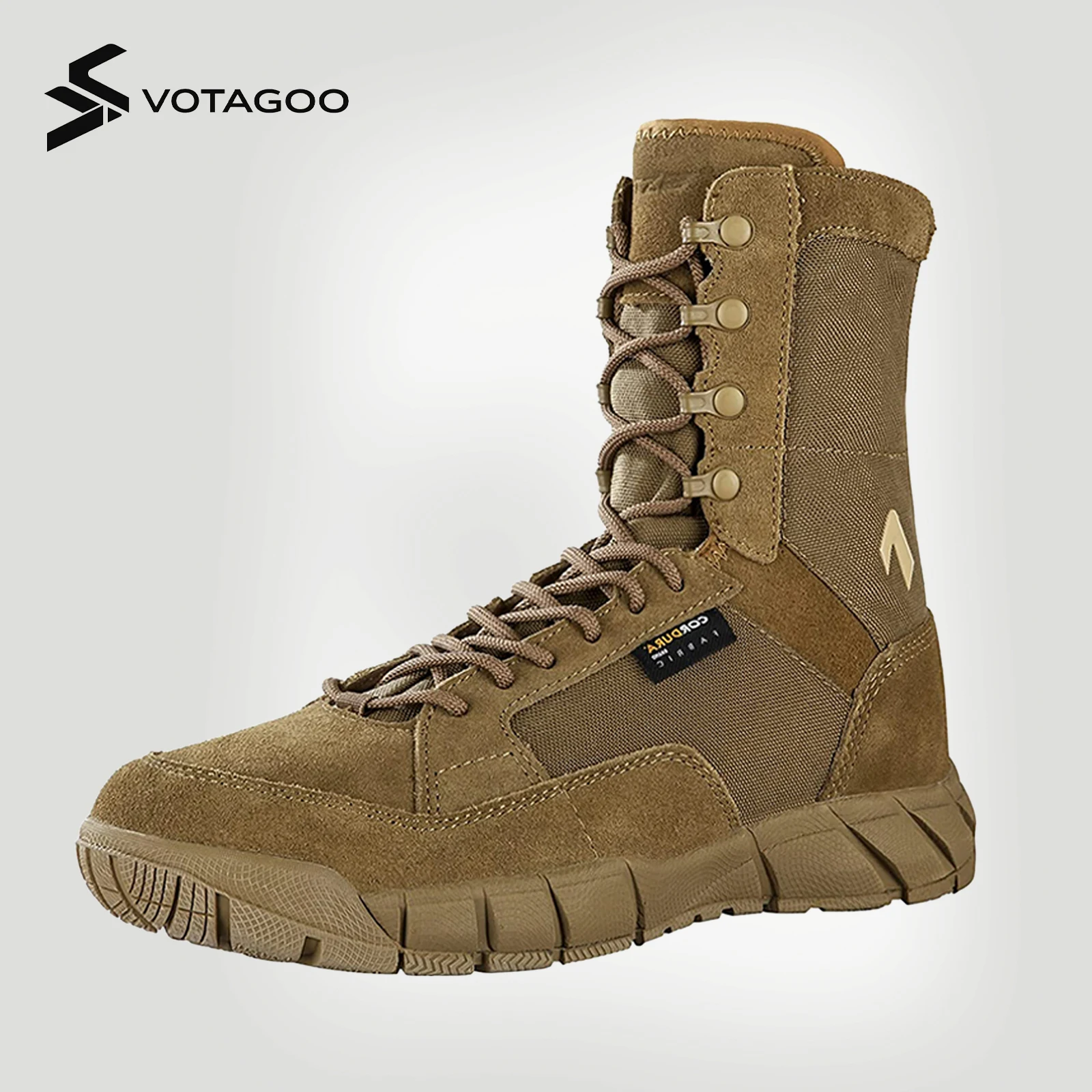 VOTAGOO Men's 8 Inch Tactical Boots Outdoor Casual Lightweight Coyote Military Boots for Hiking Work Combat Ankle Support