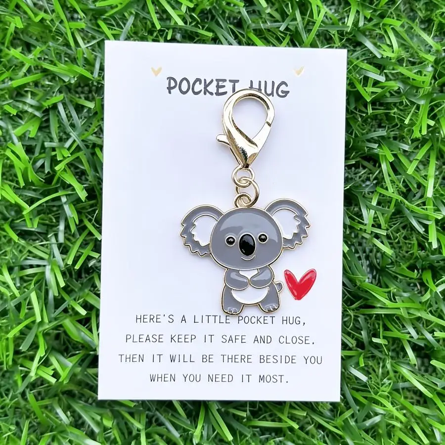 1/5/10/20/50/100pcs s/s-Free And Cute Koala Keychain, with Inspiring Hug Card, Motivational And Heartwarming. Suitable for Gifts