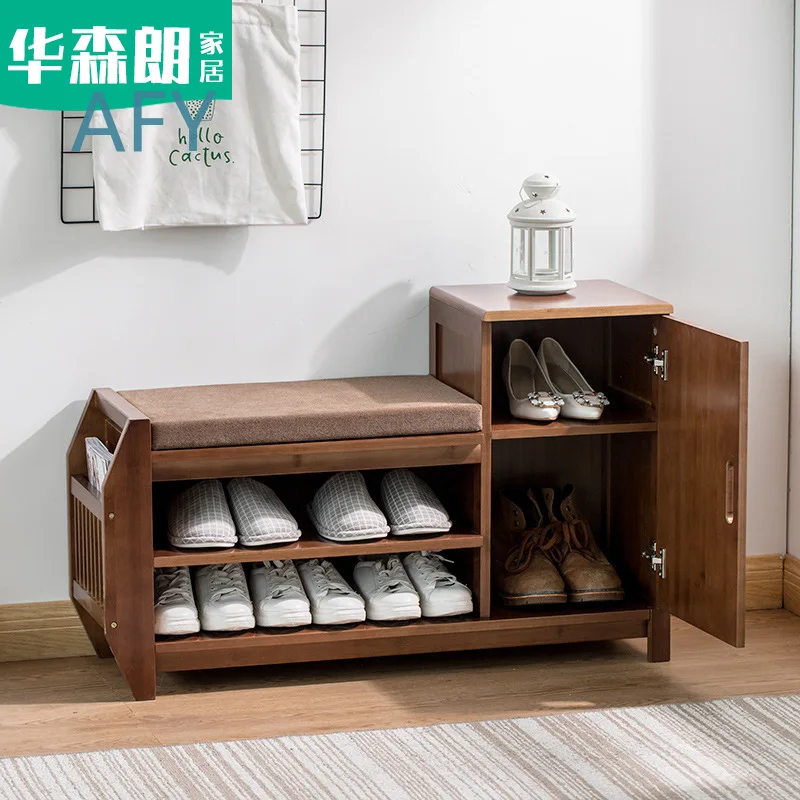 Shoe Changing Stool for Home Entryway Shoe Cabinet Storage Bench Multifunctional Door Mat Seat Chinese Style Footrest