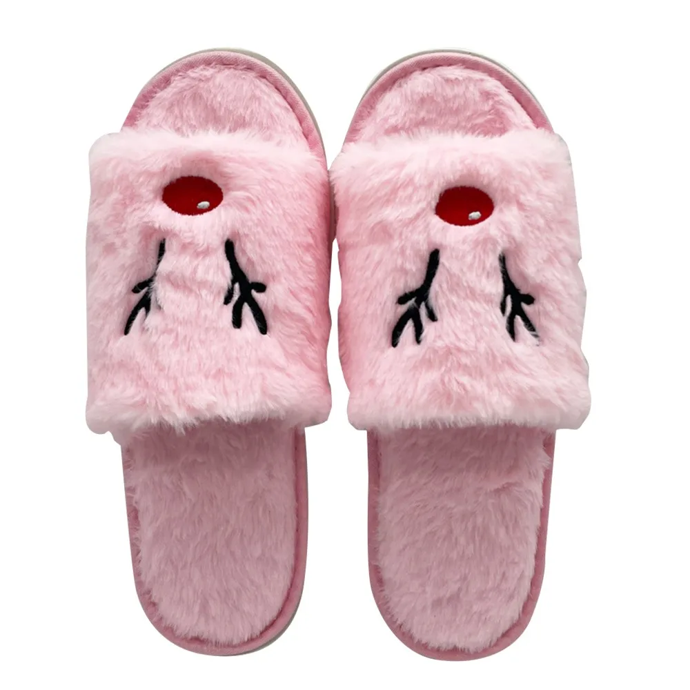 Halloween Slippers For Women Men Pumpkin Elk Deer Print Soft Plush Slide Indoor Outdoor Open Toe Non-Slip Babouche Bedroom Shoes