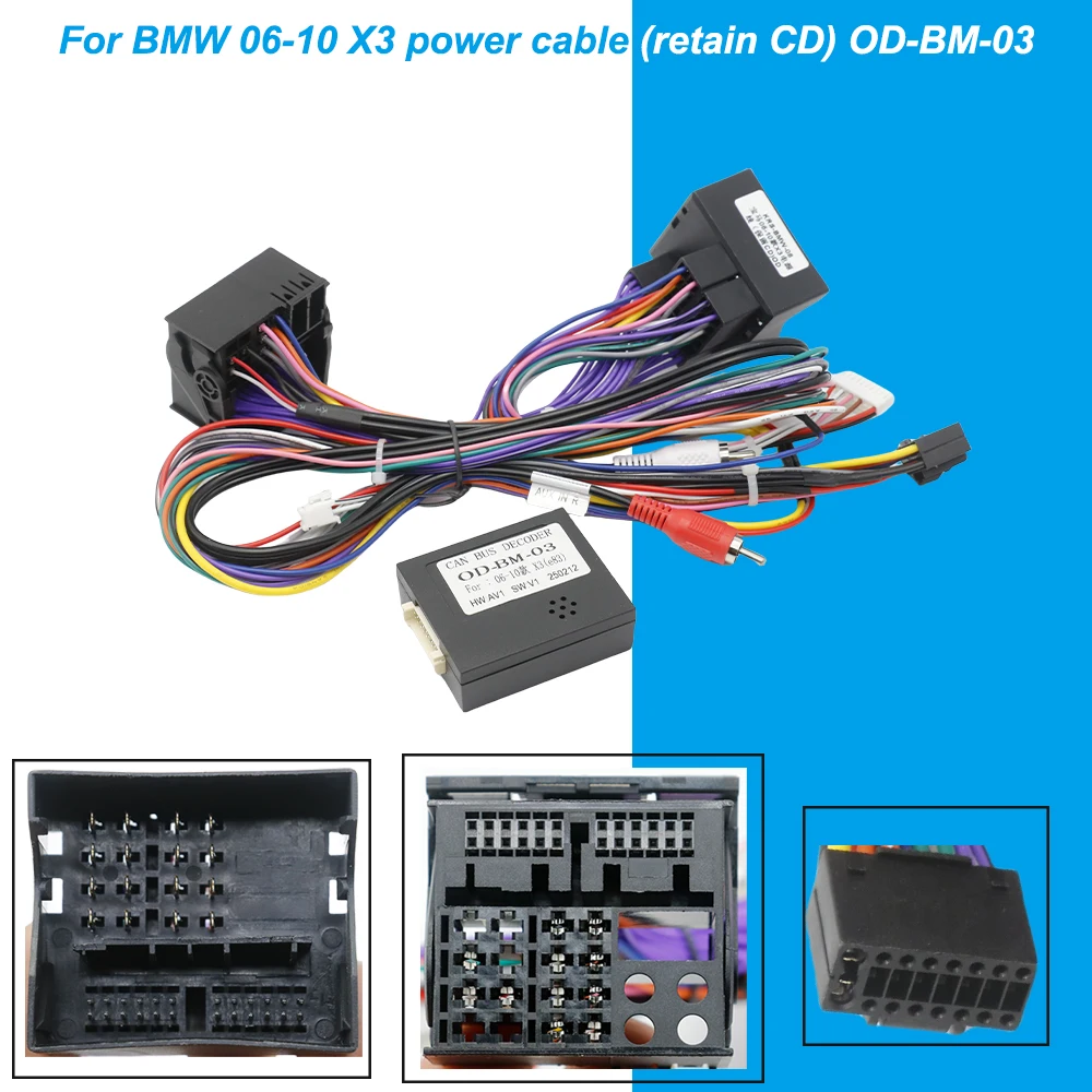 Car Radio Canbus Box Decoder OD-BMW-03 For BMW X3 E83 16 PIN Wiring Harness Power Cable